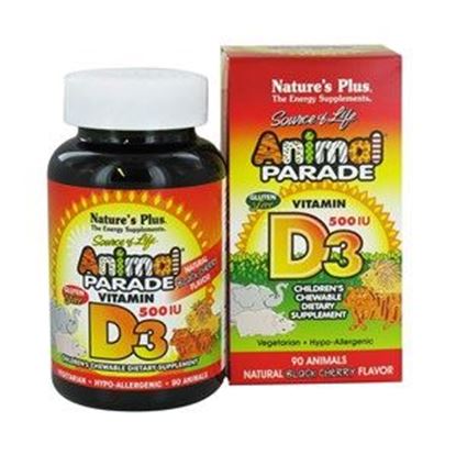 Picture of Natures Plus Animal Parade Vitamin D3 500 IU Children's Chewable - Natural Black Cherry Flavour