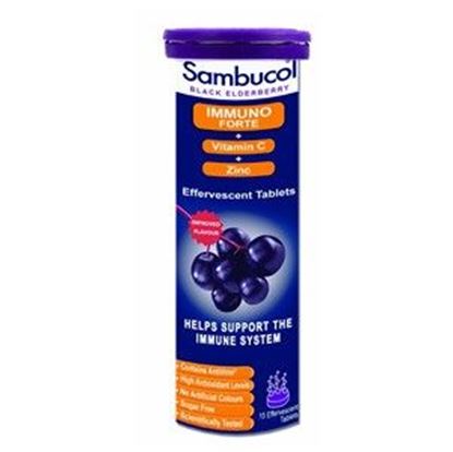Picture of Sambucol Black Elderberry Extract Immuno Forte + Vitamin C + Zinc Effervescent Tablets
