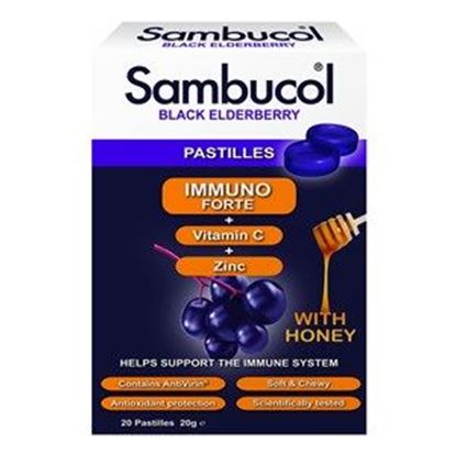 Picture of Sambucol Black Elderberry Extract Immuno Forte + Vitamin C + Zinc Pastilles